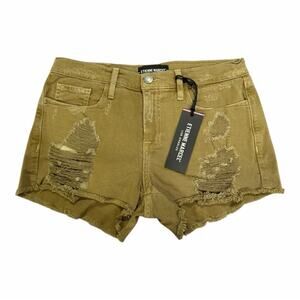 Etienne Marcel NWT Women’s Distressed Cut-off Military Green Jean Shorts size 27